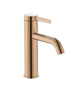 Grifo monocomando de lavabo con desagüe click clack y acabado oro rosado de Ona Roca