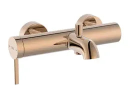 Grifo monocomando exterior para ducha con acabado oro rosado Ona Roca 0