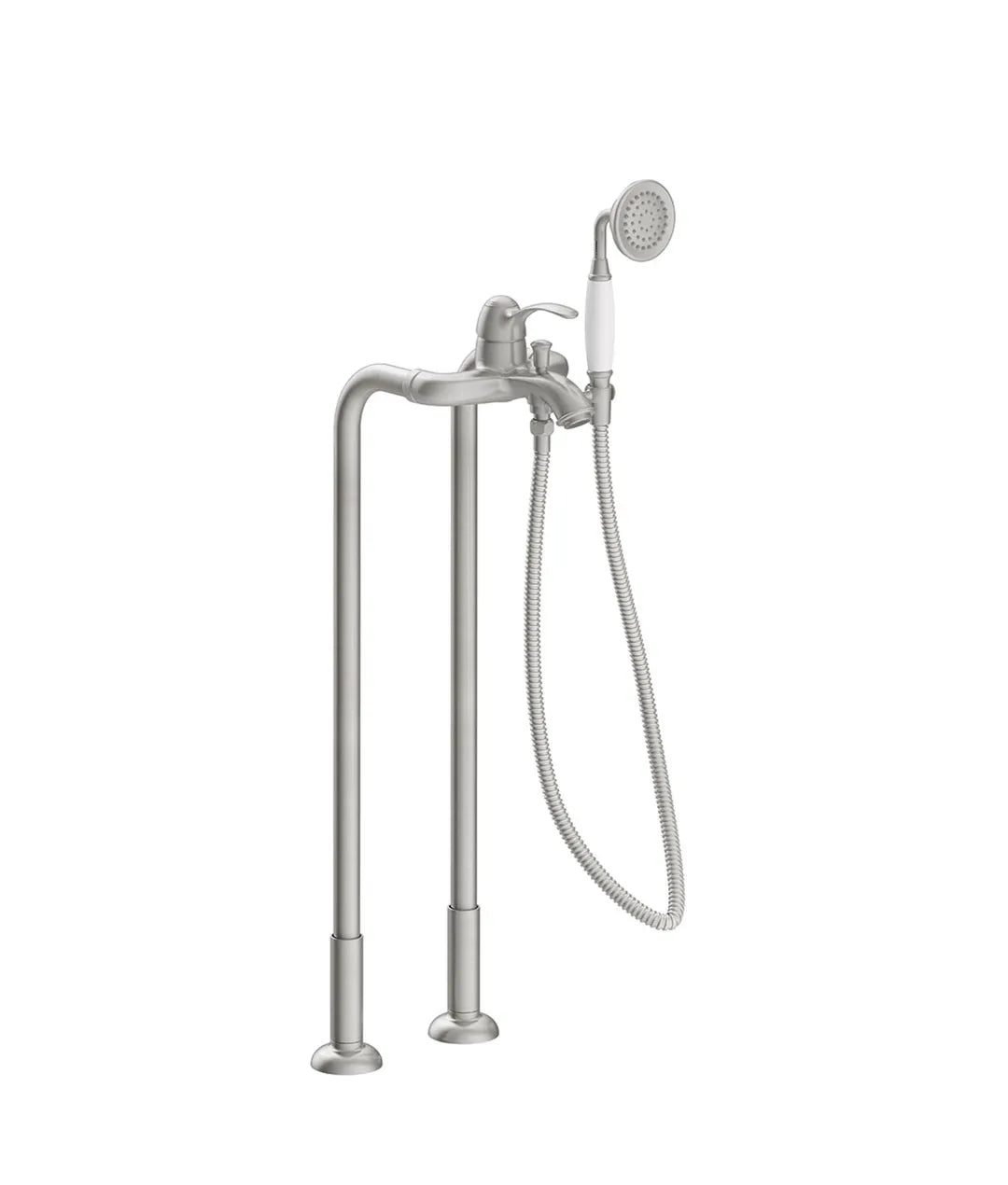 Grifo monomando a suelo para bañera y ducha con rociador de mano y soporte flexo acero Tres Clasic tres 0