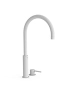 Grifo monomando alto de repisa para lavabo con acabado blanco mate instalación libre Study Tres