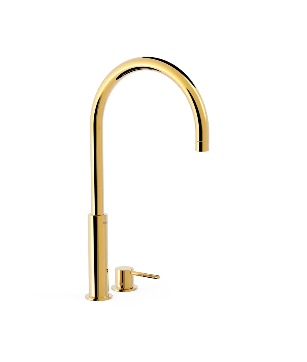 Grifo monomando alto de repisa para lavabo de instalación libre con acabado dorado Study Tres 0