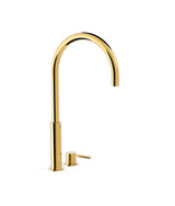 Grifo monomando alto de repisa para lavabo de instalación libre con acabado dorado Study Tres