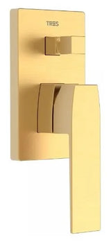 Grifo monomando de ducha para empotrar dos vías en latón con acabado oro mate Slim TRES