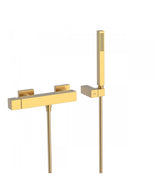Grifo monomando de ducha para empotrar en pared con latón y acabado oro mate Cuadro TRES