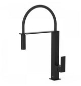 Grifo monomando de fregadero con caño flexible de latón con acabado negro mate TRES