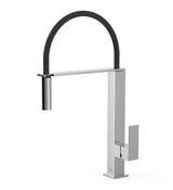 Grifo monomando de fregadero con caño flexible de latón y acabado cromado TRES