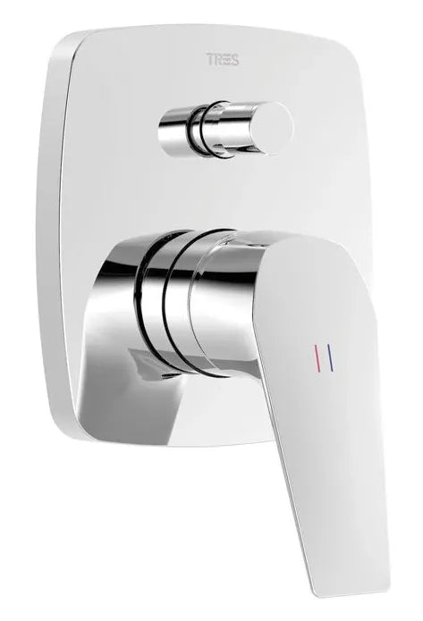 Grifo monomando de instalación empotrada de dos vías para bañera y ducha Canigó Tres 0