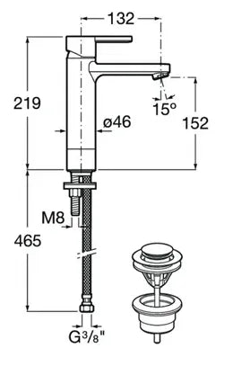 Grifo monomando de lavabo con acabado cromado y caño mezzo plus Naia Roca 2