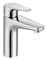 Grifo monomando de lavabo con caño de perfil medio y acabado cromado Atlas Roca