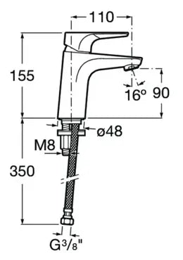 Grifo monomando de lavabo con cuerpo liso y acabado cromado Atlas Roca 2
