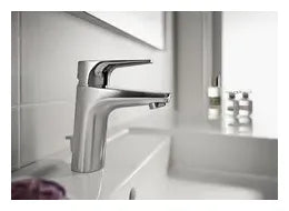Grifo monomando de lavabo con desagüe automático y acabado cromado Atlas Roca 1