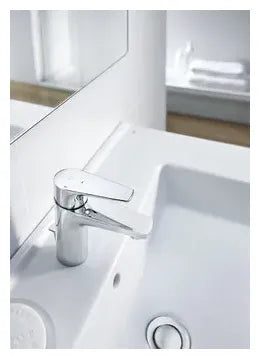 Grifo monomando de lavabo con desagüe automático y acabado cromado Atlas Roca 2