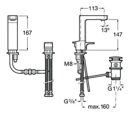 Grifo monomando de lavabo con maneta de repisa en acabado cromado L90 Roca 1