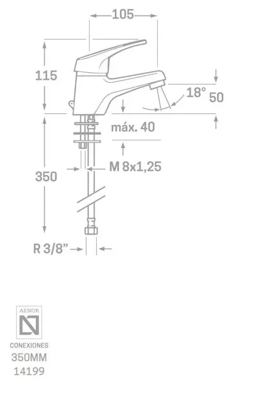 Grifo monomando de lavabo cromado BASIC Källa 1