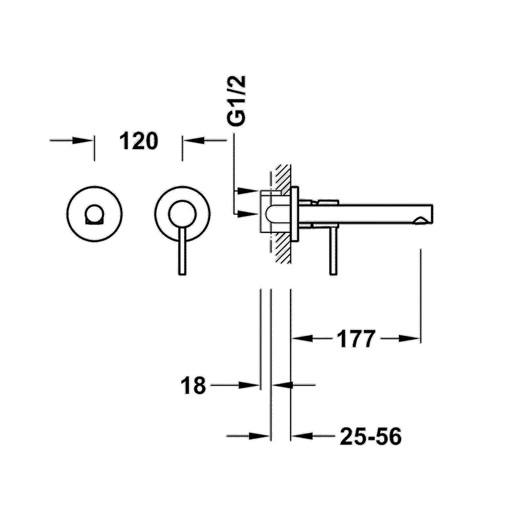 Grifo monomando de lavabo para empotrar con caño y acabado cromado Max Tres 1