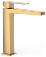 Grifo monomando de lavabo vertical de latón con acabado oro mate M SLIM TRES