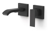 Grifo monomando de pared para lavabo con acabado negro mate y agua cascada Cuadro Exclusive TRES