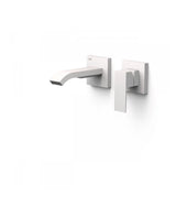 Grifo monomando de pared para lavabo con agua cascada acabado blanco mate Cuadro Exclusive TRES