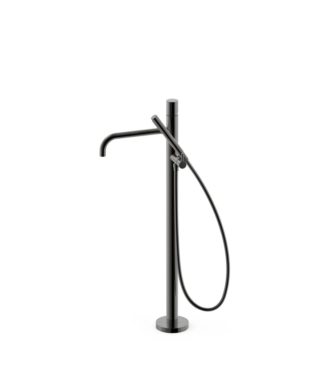 Grifo monomando de pie con teleducha para bañera y ducha acabado negro metalizado STUDY EXCLUSIVE TRES 0