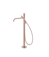 Grifo monomando de pie con teleducha para bañera y ducha acabado oro rosa mate 24K STUDY EXCLUSIVE TRES