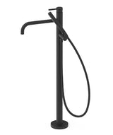 Grifo monomando de pie para bañera acabado negro mate con teleducha y maneta STUDY EXCLUSIVE TRES