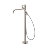 Grifo monomando de pie para bañera con maneta y teleducha acabado acero STUDY EXCLUSIVE TRES