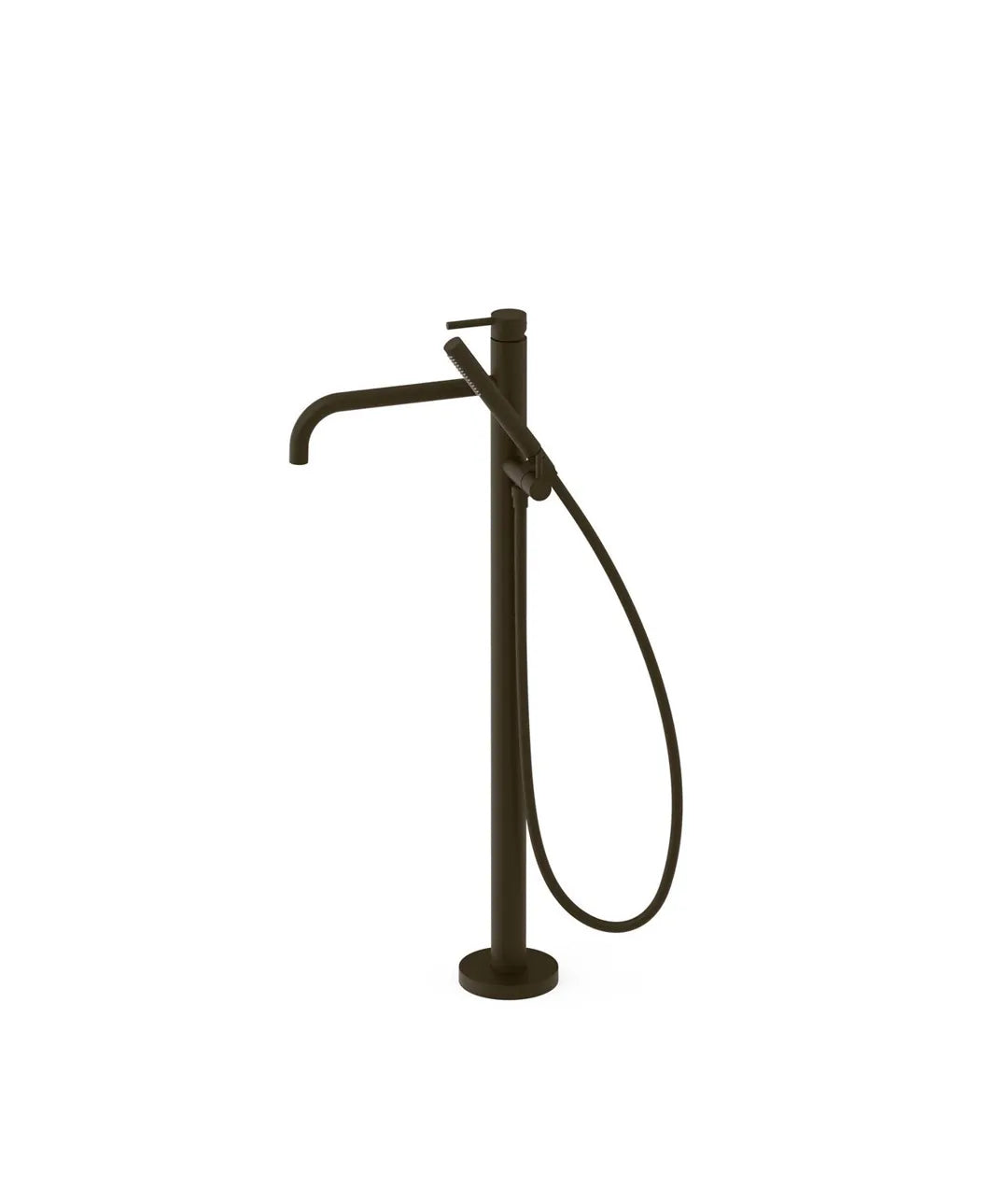 Grifo monomando de pie para bañera con maneta y teleducha acabado negro bronce STUDY EXCLUSIVE TRES 0