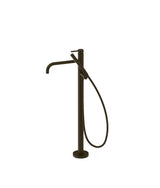 Grifo monomando de pie para bañera con maneta y teleducha acabado negro bronce STUDY EXCLUSIVE TRES