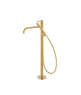 Grifo monomando de pie para bañera con teleducha y maneta acabado oro mate STUDY EXCLUSIVE TRES