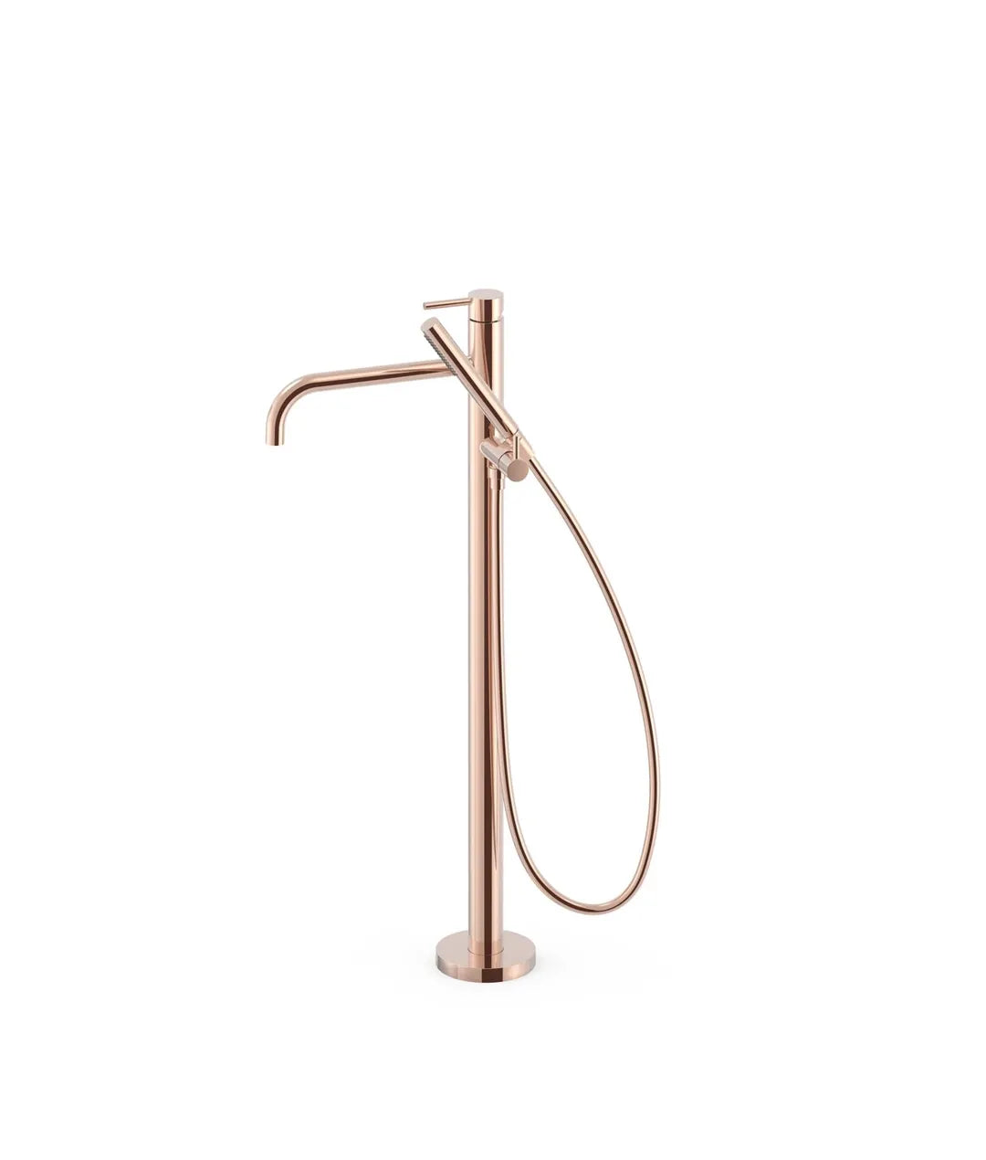 Grifo monomando de pie para bañera con teleducha y maneta acabado oro rosa STUDY EXCLUSIVE TRES 0