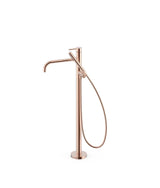 Grifo monomando de pie para bañera con teleducha y maneta acabado oro rosa STUDY EXCLUSIVE TRES