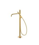 Grifo monomando de pie para bañera y ducha con teleducha acabado dorado STUDY EXCLUSIVE TRES