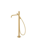 Grifo monomando de pie para bañera y ducha con teleducha de latón acabado oro mate STUDY EXCLUSIVE TRES