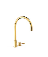 Grifo monomando de repisa para lavabo con acabado dorado de instalación libre Study Tres