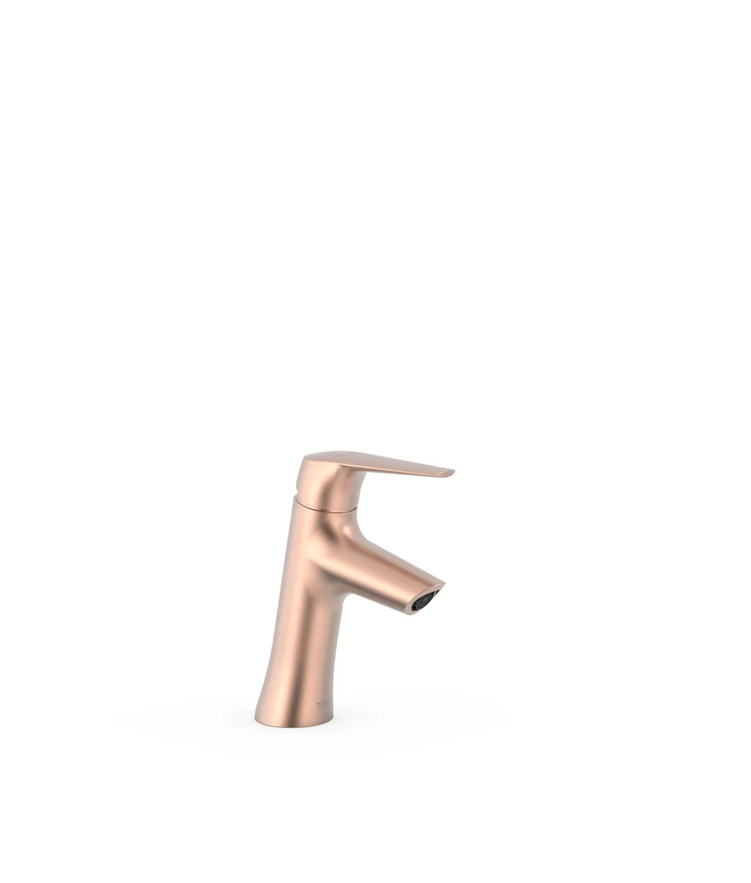 Grifo monomando ecoeficiente inclinado para lavabo con aireador de silicona oculto acabado oro rosa Fuji Tres 0