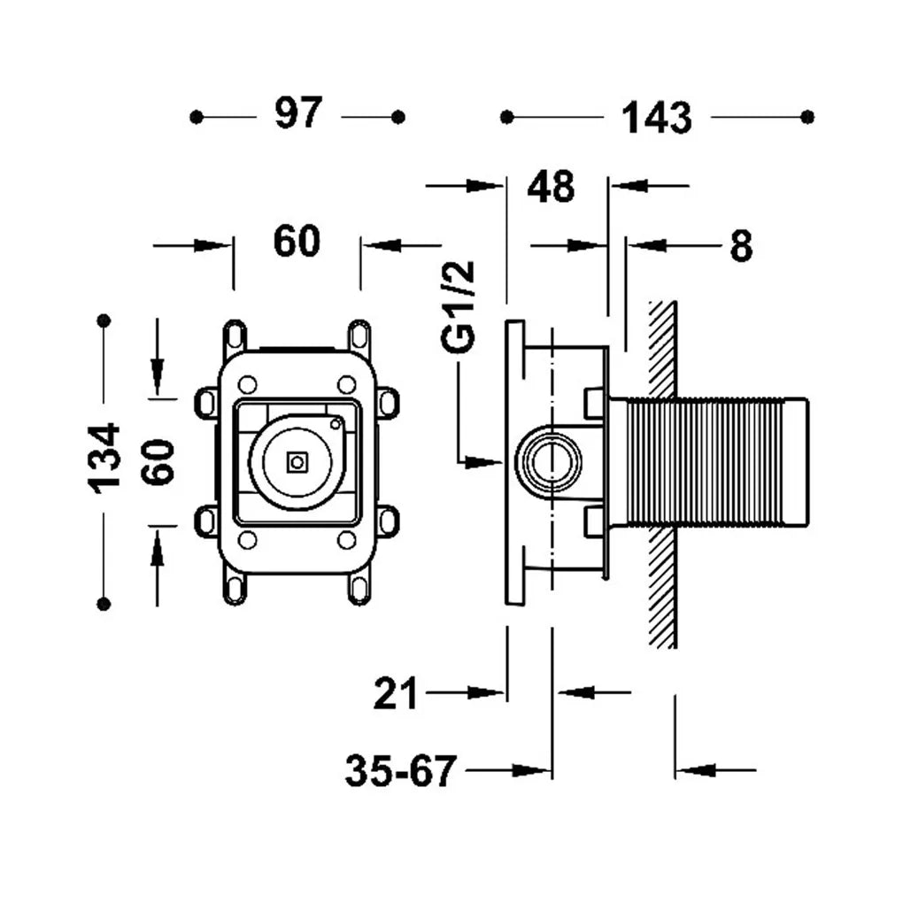 Grifo monomando empotrable con maneta de latón acabado negro mate de una vía STUDY EXCLUSIVE TRES 3