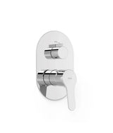 Grifo monomando empotrable de dos vías con volante distribuidor y latón acabado cromo BASE TRES