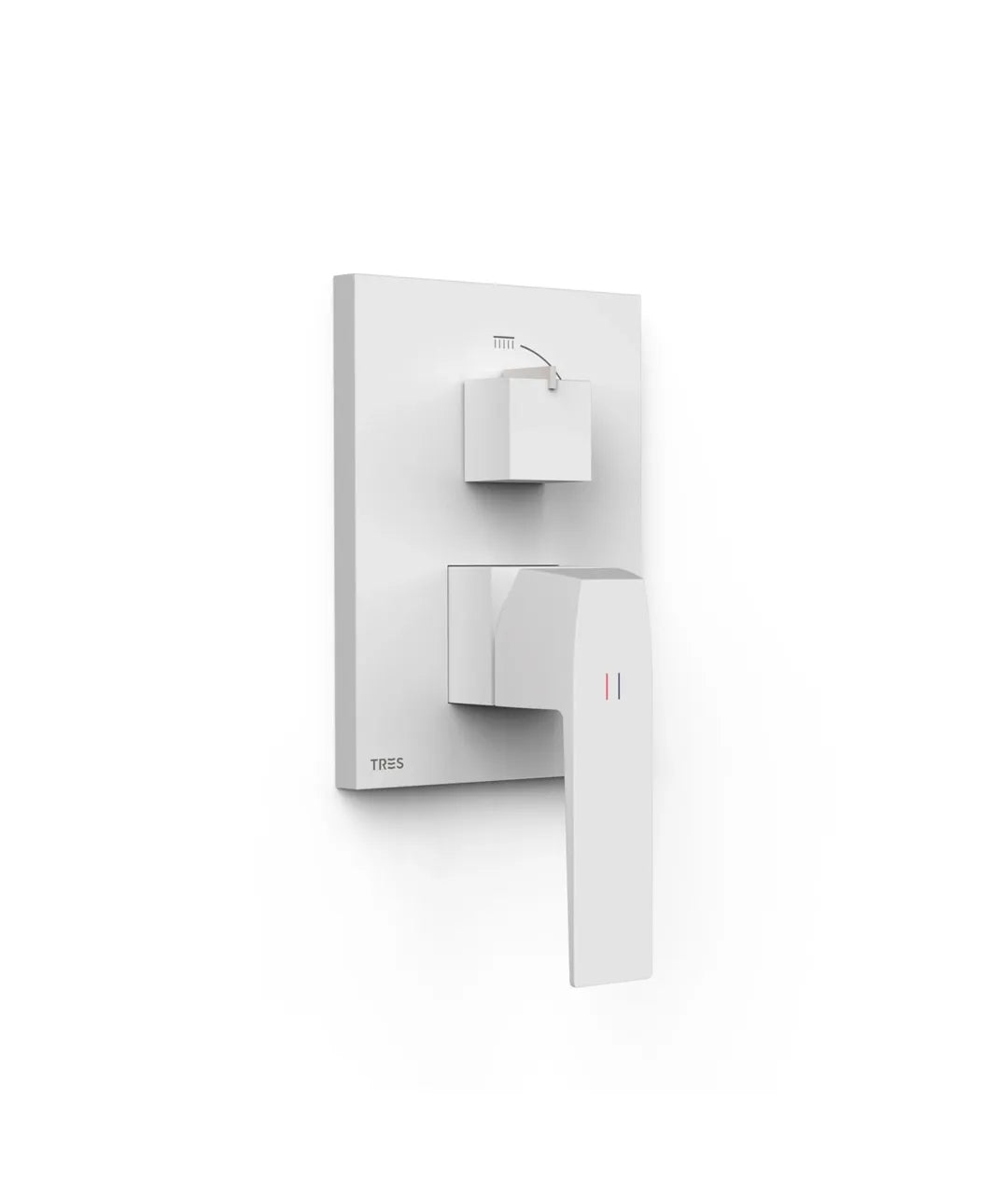 Grifo monomando empotrable de latón acabado blanco mate con volante distribuidor SLIM EXCLUSIVE TRES 0