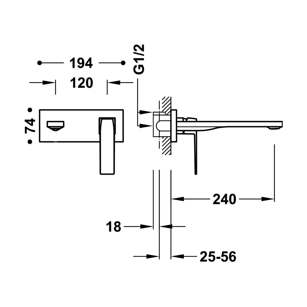 Grifo monomando empotrado para lavabo acabado blanco mate Slim TRES 2
