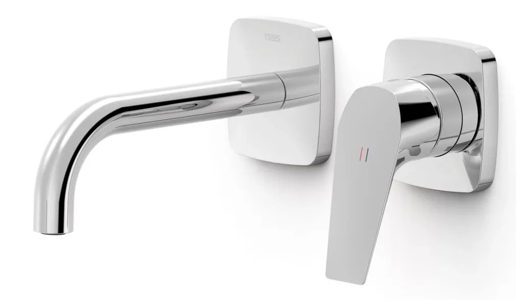 Grifo monomando empotrado para lavabo con acabado cromado Canigó Tres 0