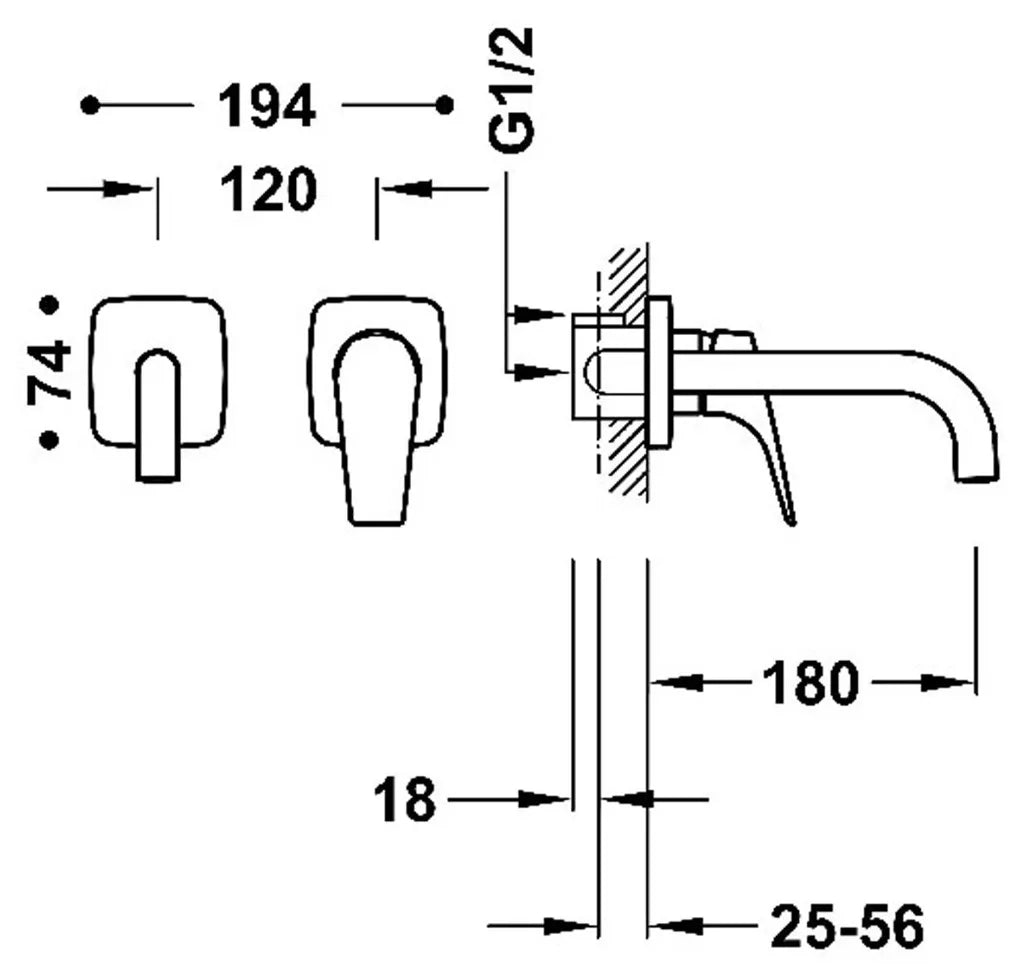 Grifo monomando empotrado para lavabo con acabado cromado Canigó Tres 1