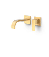 Grifo monomando empotrado para lavabo con caño en acabado oro mate y cuerpo de latón Cuadro Tres