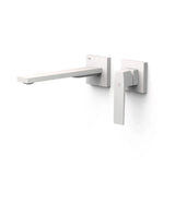 Grifo monomando empotrado para lavabo con junta antihumedad y caño blanco mate Slim TRES