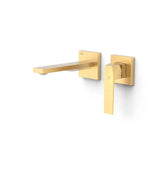 Grifo monomando empotrado para lavabo con junta antihumedad y caño de latón acabado oro mate Slim TRES