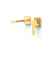 Grifo monomando empotrado para lavabo con junta antihumedad y caño de salida con acabado dorado Slim TRES