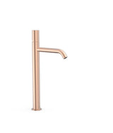 Grifo monomando extra alto para lavabo con acabado oro rosa mate STUDY COLORS TRES