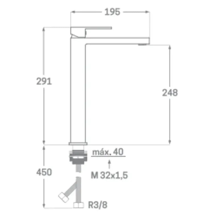 Grifo monomando lavabo alto con cartucho cerámico de acabado cromado de Kubic Kalla 1