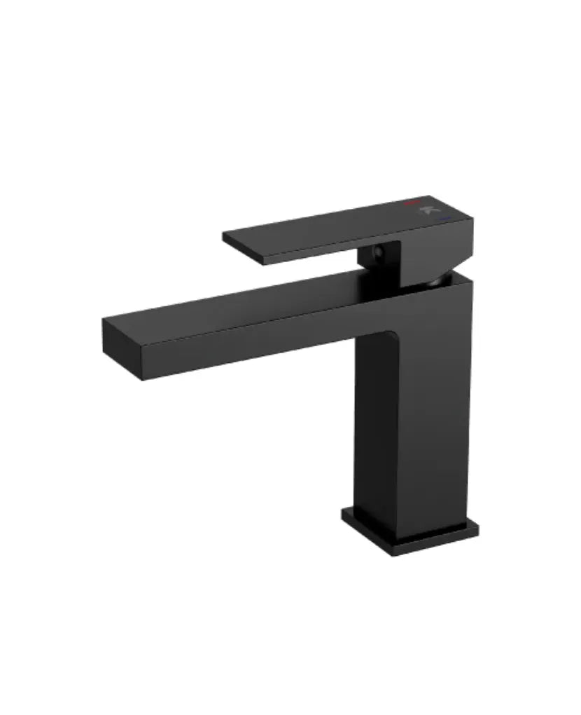 Grifo monomando lavabo con cartucho cerámico 26 mm con acabado negro mate de latón Kubic Kalla 0