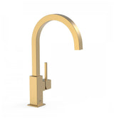 Grifo monomando moderno para fregadero con caño curvo en oro mate TRES