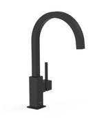 Grifo monomando moderno para fregadero con caño curvo y acabado negro TRES
